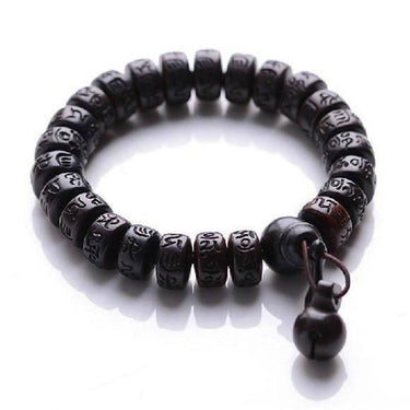 Hand Carved Peachwood -Tibetan 6 Syllable MANTRA Bracelet
